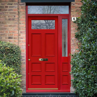 Image: Exterior Victorian Bronte 1L 6P Front Door with Single Sidelight and Transom - Customisable: Size, Colour, Glass and Sidelight Options