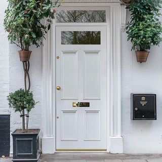 Image: Exterior Victorian Nightingale 1L 4P Front Door with Transom - Customisable: Size, Colour, Glass Options