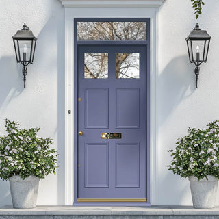 Image: Exterior Colonial 2L 4P Front Door with Transom - Customisable: Size, Colour, Glass Options