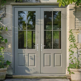 Image: Made to Measure External Salisbury Traditional French Doors - 57mm Thick, Six Colour Options - Double Glazing