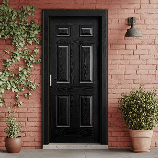 Image: GRP Black & White Colonial 6 Panel Composite Front Door - No Frame or Fittings