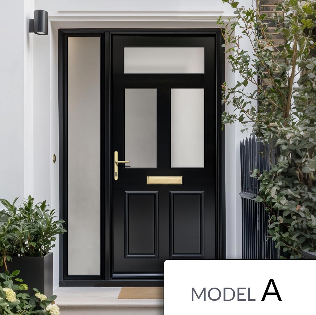 Exterior Victorian Nightingale 3L 2P Front Door with Single Sidelight - Customisable: Size, Colour, Glass and Sidelight Options