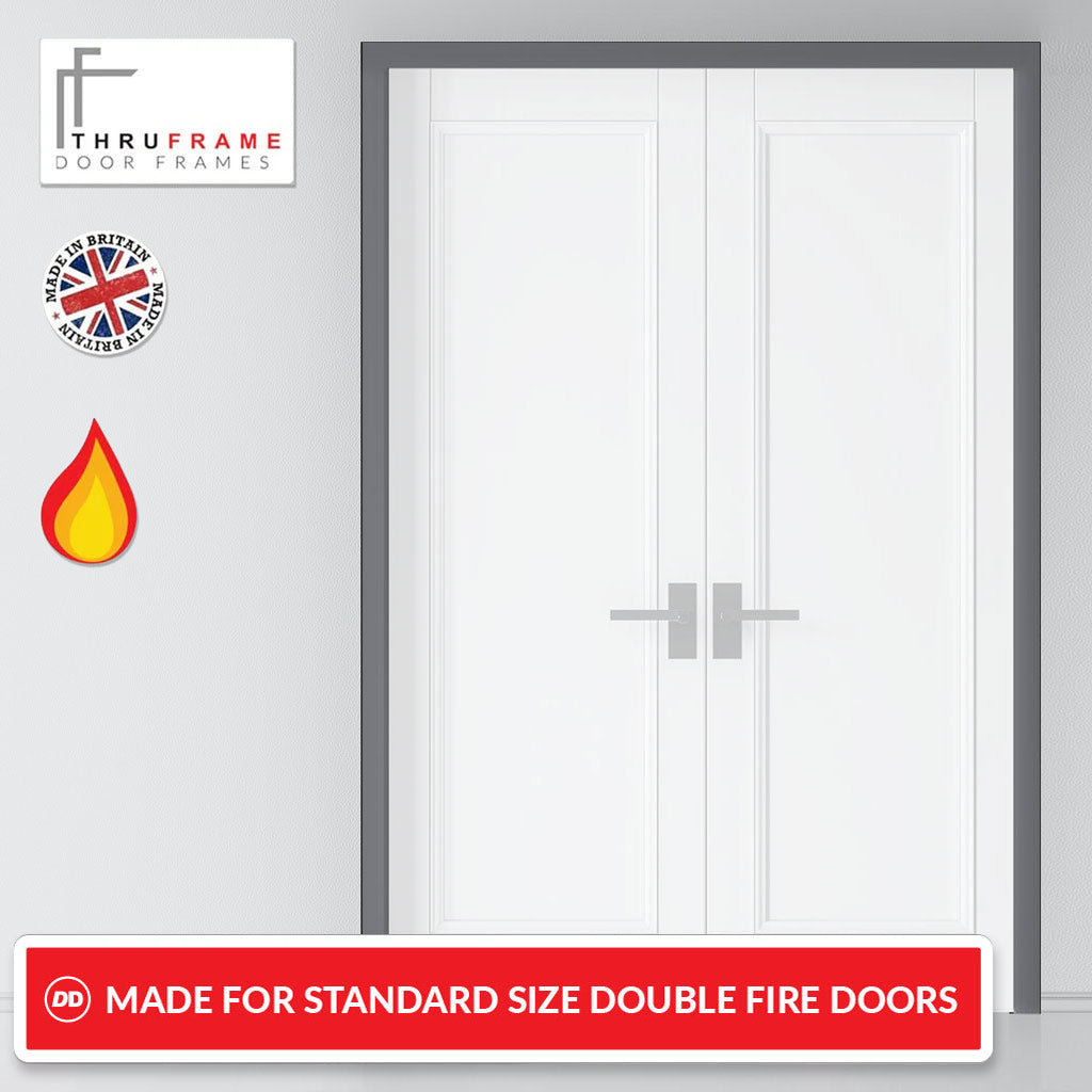 Made to Size Thruframe Interior Stormy Grey Primed Door Lining Frame - Suits Double Fire Doors