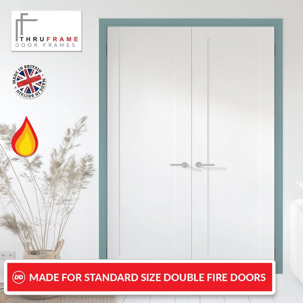 Made to Size Thruframe Interior Sage Sky Primed Door Lining Frame - Suits Double Fire Doors