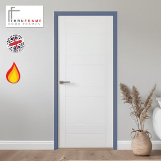 Image: Single Fire Door Frame Kit in Heather Blue Primed MDF - Suits 30 Minute Fire Doors