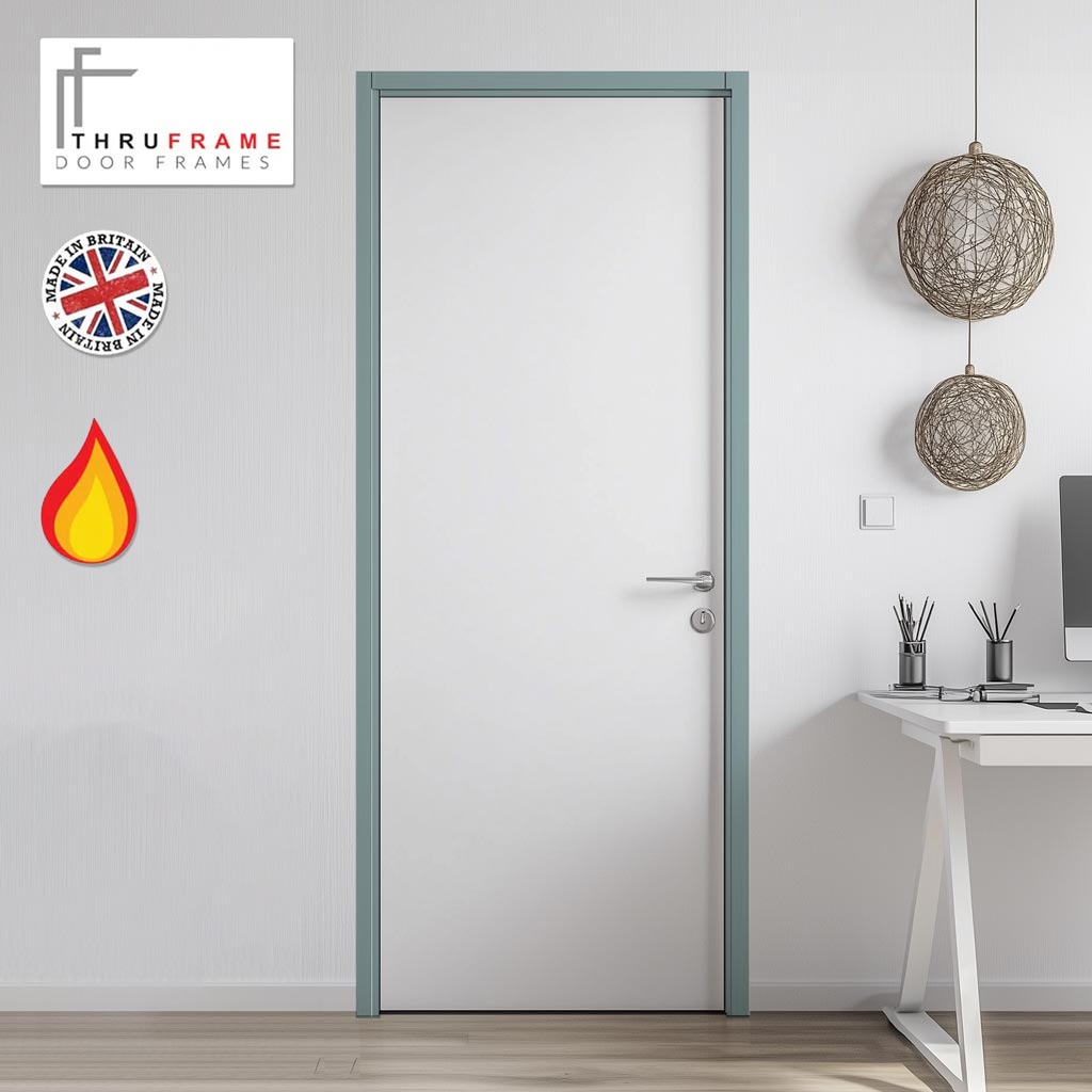 Single Fire Door Frame Kit in Sage Sky Primed MDF - Suits 30 Minute Fire Doors