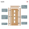 EasiKit Internal Door and Frame Kit - Galway Oak Glazed Internal Door - Clear Glass - Unfinished