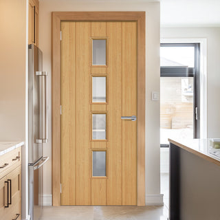 Image: EasiKit Internal Door and Frame Kit - Galway Oak Glazed Internal Door - Clear Glass - Unfinished