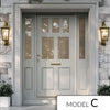 External Victorian Gaskell Front Door with Two Sidelights - Customisable: Size, Colour, Glass and Sidelight Options