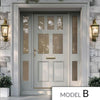 External Victorian Gaskell Front Door with Two Sidelights - Customisable: Size, Colour, Glass and Sidelight Options