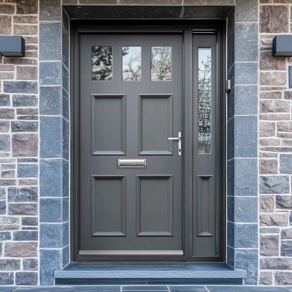 Exterior Victorian Gaskell 3L 4P Front Door with Single Sidelight - Customisable: Size, Colour, Glass and Sidelight Options