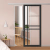 Single Sliding Door & Premium Wall Track - Eco-Urban® Glasgow 6 Pane Door DD6314G - Clear Glass - 6 Colour Options