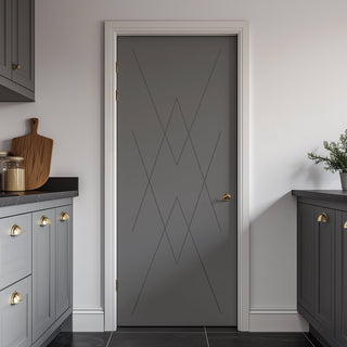 Image: V-Line® Grooved Flush Door V077 - Premium Primed - Six Colour Options