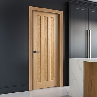 Image: EasiKit Internal Door and Frame Kit - Idaho 3 Panel Oak Internal Door