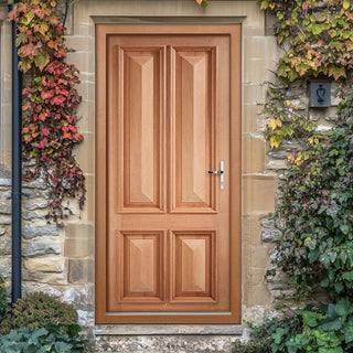 Image: Islington 4 Panel Exterior Hardwood Front Door and Frame Set with Fittings