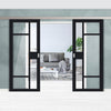 Double Sliding Door & Premium Wall Track - Eco-Urban® Jura 5 Pane 1 Panel Doors DD6431G Clear Glass - 6 Colour Options