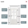 EasiKit Internal Door and Frame Kit - Kent 6 Pane Internal Door - Bevelled Clear Glass - White Primed