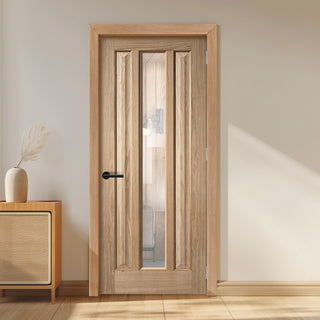 Image: EasiKit Internal Door and Frame Kit - Kilburn 1 Pane Oak Internal Door - Clear Glass