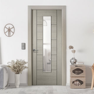 Image: Ladder Light Grey Door - Clear Glass - Laminated - Prefinished