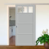 Single Sliding Door & Premium Wall Track - Eco-Urban® Lagos 3 Pane 3 Panel Door DD6427G Clear Glass - 6 Colour Options