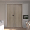 Laminate Monaco Flush Light Grey Internal Door Pair with Contrasting Lines - Prefinished