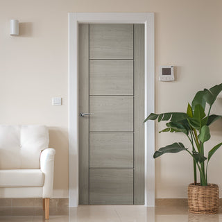 Image: Fire Internal Door - Ladder Light Grey Door - Laminated - Prefinished