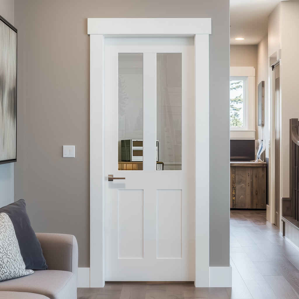 London 2L Internal Door - White Primed - Clear Glass