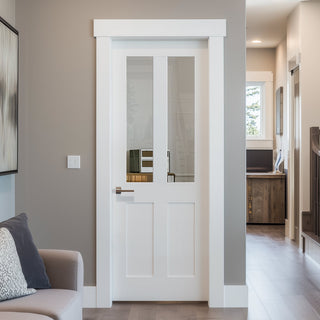 Image: London 2L Internal Door - White Primed - Clear Glass