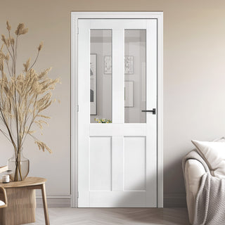 Image: London 2L Internal Door - White Primed - Clear Glass