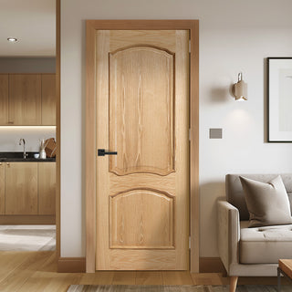 Image: EasiKit Internal Door and Frame Kit - Louis Oak Internal Door - Raised Mouldings