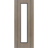 Laminate Monaco Flush Light Grey Internal Door Pair with Contrasting Lines - Clear Glass - Prefinished