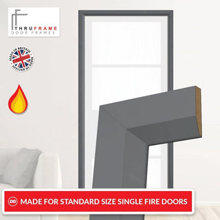 Image: Made to Size Single Fire Door Frame and Modern Architrave Kit in Stormy Grey Primed MDF - Suits 30 Minute Fire Doors