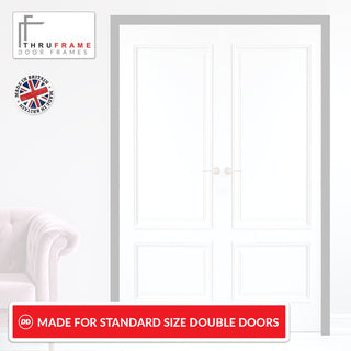 Image: Made to Size Thruframe Interior Mist Grey Primed Door Lining Frame - Suits Double Doors