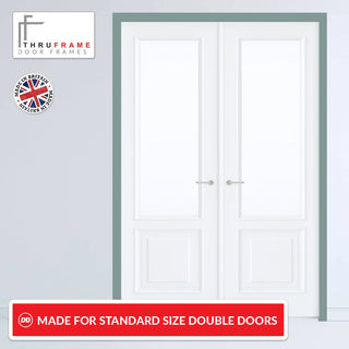 Image: Made to Size Thruframe Interior Sage Sky Primed Door Lining Frame - Suits Double Doors