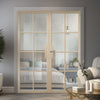 Malvern Blonde Oak Internal Door Pair - Clear Glass - Prefinished