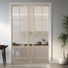 Malvern Blonde Oak Double Evokit Pocket Doors - Clear Glass - Prefinished