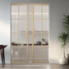 Malvern Blonde Oak Absolute Evokit Double Pocket Doors - Clear Glass - Prefinished