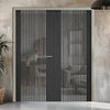 Melbourne Ash Grey Internal Door Pair - Clear Glass - Prefinished