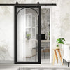 Top Mounted Black Sliding Track & Door - Melrose Black Internal Door - Clear Glass - Prefinished