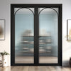 Melrose Black Internal Door Pair - Reeded Glass - Prefinished