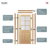 EasiKit Internal Door and Frame Kit - Mexicano Oak 6 Pane Internal Door - Bevelled Clear Glass