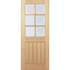 EasiKit Internal Door and Frame Kit - Mexicano Oak 6 Pane Internal Door - Bevelled Clear Glass