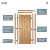 EasiKit Internal Door and Frame Kit - Mexicano Oak Internal Door - Vertical Lining - Unfinished Oak Veneer