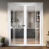 Milano Solid Wood Internal Door Pair UK Made DD0101C Clear Glass - Cloud White Premium Primed - Urban Lite® Bespoke Sizes