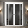 Milano Solid Wood Internal Door Pair UK Made DD0101T Tinted Glass - Cloud White Premium Primed - Urban Lite® Bespoke Sizes