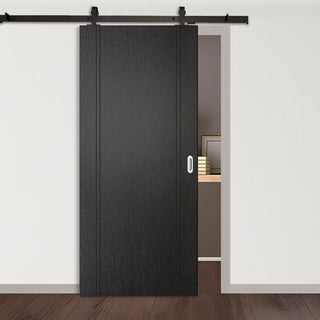 Image: Top Mounted Black Sliding Track & Door - Monaco Black Internal Door - Laminated