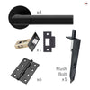 Monroe Double Door Lever Handle Pack - 6 Square Hinges - Matt Black - Combo Handle and Accessory Pack