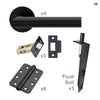 Monroe Double Door Lever Handle Pack - 8 Radius Cornered Hinges - Matt Black - Combo Handle and Accessory Pack