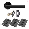 Monroe Door Lever Handle Pack - 3 Radius Cornered Hinges - Matt Black