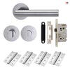 Monroe Door Lever Bathroom Handle Pack - 4 Square Hinges - Satin Stainless Steel